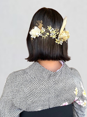 タイト ヘアアレンジ 外ハネボブ 20代 成人式 着物ヘア 
