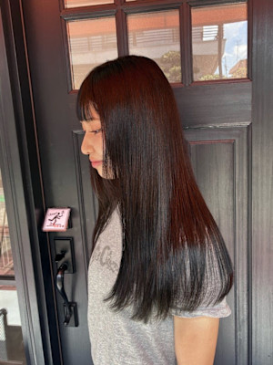 艶感ダークブラウン × ナチュラルロング