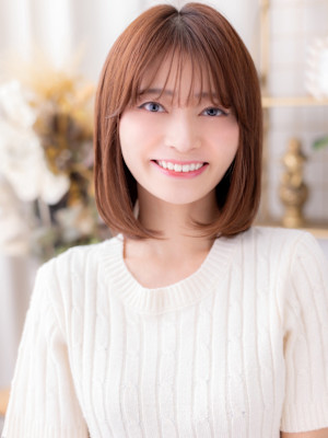 インナーカラーワンカールミディアムレイヤー　ローズブラウン