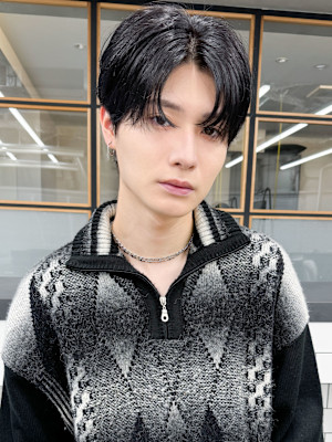 簡単セット◎メンズパーマニュアンスパーマ黒髪マッシュ