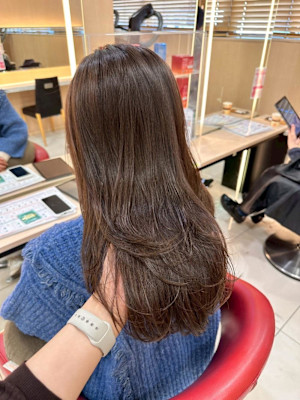 透明感カラー/ブリーチなしWカラー/髪質改善/伊勢原