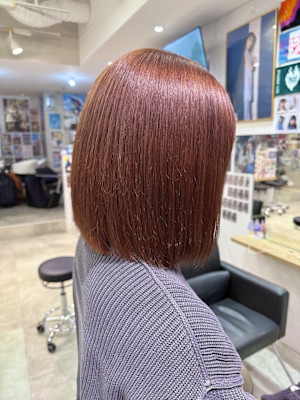 オレンジブラウン ブリーチカラー ダブルカラー