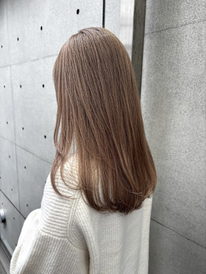 韓国顔まわりレイヤーカットグレージュオリーブベージュブラウン