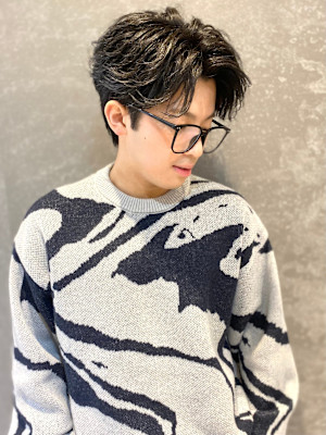 メンズ毛流れセンターパート/フェザーパーマ【仙台】