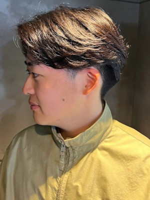 毛流れパーマ ツーブロック マッシュ メンズパーマ