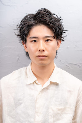 センターパートパーマ