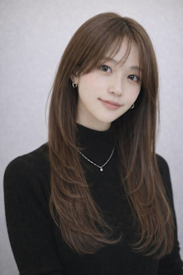透けバング×ナチュラルレイヤーロング