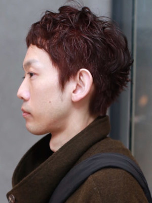 メンズカット ナチュラルショート オレンジブラウン 30代