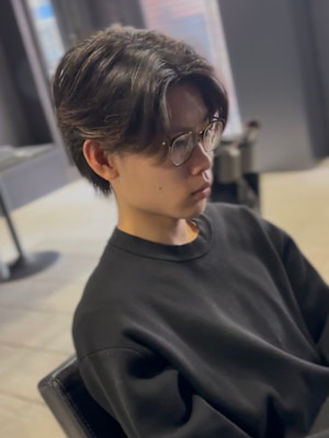 センターパート×ニュアンスパーマ×フェザーパーマ×men's