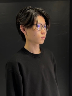 センターパート×ニュアンスパーマ×フェザーパーマ×men's