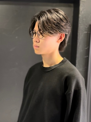 センターパート×ニュアンスパーマ×フェザーパーマ×men's