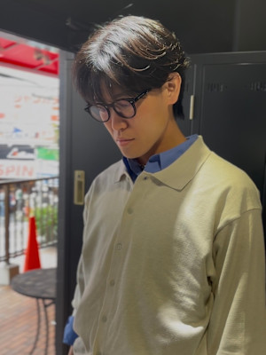 センターパート×ニュアンスパーマ×フェザーパーマ×men's