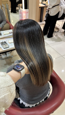 透明感カラー/ブリーチなしWカラー/髪質改善/伊勢原