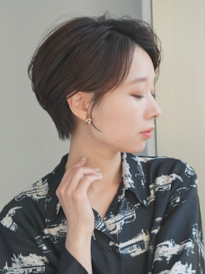丸みショート・ボブ/丸顔/前髪あり/絶壁解消/３0代/４0代