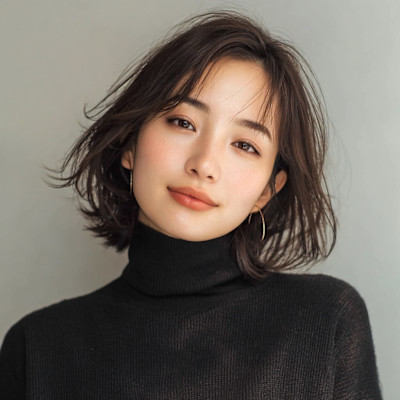 ブラウンヘア/ミディアムヘア/小顔/髪質改善/似合わせカット