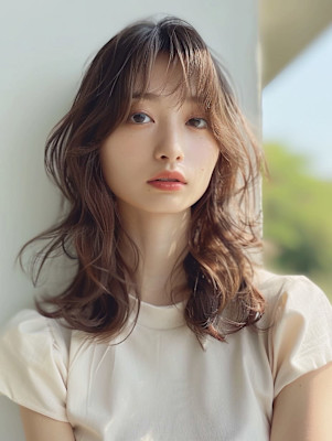 ブラウンヘア/ミディアムヘア/小顔/髪質改善/似合わせカット