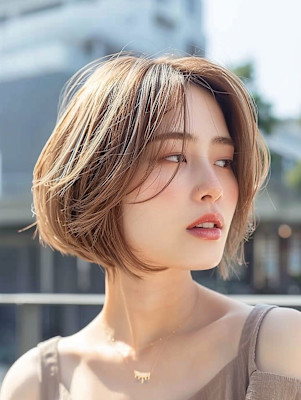 黒髪/ボブルフ/ネビージュ/小顔/ワンレン/水戸/髪質改善/