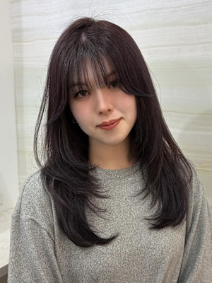 《鈴木茉奈》ワインレッド/ラベンダー/ブリーチなし