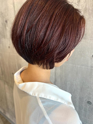 ショートへア／ピンクブラウン