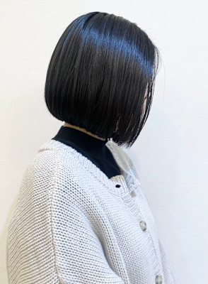 【morio成増/一戸】黒髪ツヤ感ボブ前髪なし