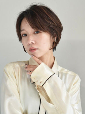 丸みショート・ボブ/丸顔/前髪あり/絶壁解消/３0代/４0代