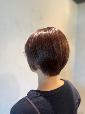 丸みショート × 艶ブラウン
