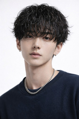 毛流れハンサムショートセンターパートメンズ黒髪爽やか