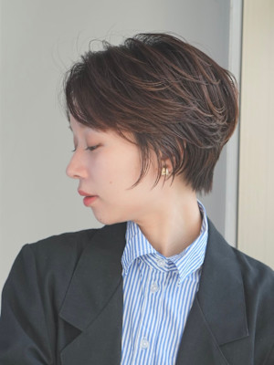 丸みショート・ボブ/丸顔/前髪あり/絶壁解消/３0代/４0代
