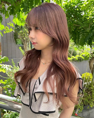 顔周りカット/カーテンバング/ミルクティーブロンド