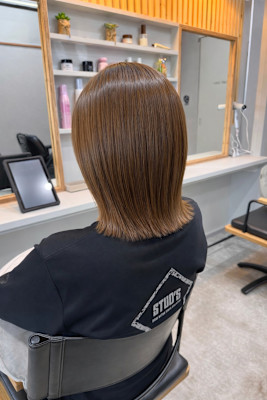 自然なくびれボブ/艶ブラウン