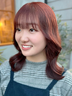 髪質改善20代30代 大人可愛い ピンクブラウンレイヤー 