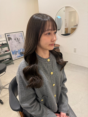 レイヤーカット/ベージュカラー/オリーブカラー/前髪