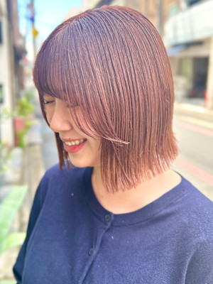 ココアベージュ 髪質改善20代30代 大人可愛いパツっとボブ