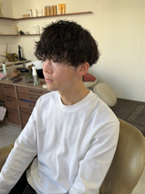 メンズマッシュ×波巻きパーマ