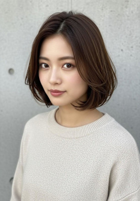 大人ショートボブ/バタフライレヤー韓国巻き/ウォームブラウン