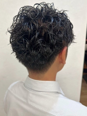 メンズマッシュパーマ ツイストスパイラル アッシュブラック