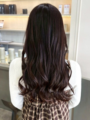 ラベンダーベージュ暗髪カラー 髪質改善カラー ダメージレス