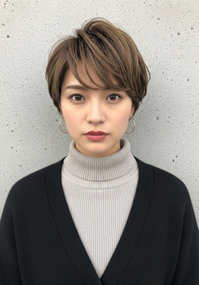 ボーイッシュショートボブ/バタフライレイヤー/ココアブラウン