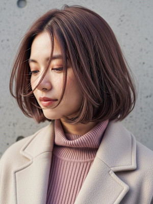 ストレートボブ/大人かわいい/切りっぱなし/ハンサムショート