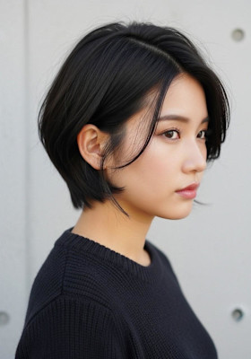 ワンホンレイヤー/ハッシュボブカーテンバング/ハッシュカット