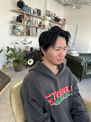 メンズスパイキーショートウルフ×ツイストスパイラルパーマ