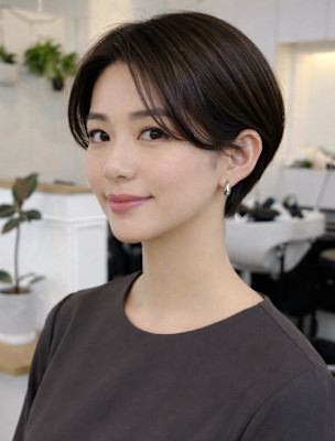 大人ショートボブ/レイヤーショート/前髪なし/30代40代