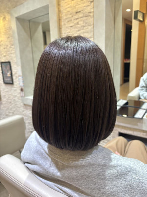 ツヤ感たっぷりブラウンカラー×まとまりボブヘア