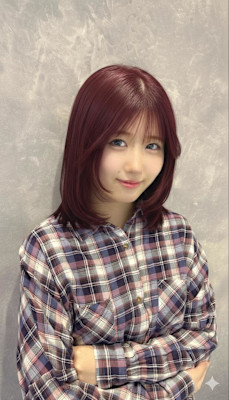 オリーブグレ／小顔に見せるヘア／ココアベージュ/黒髪カタログ