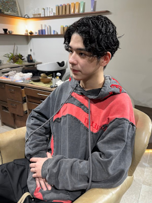 メンズセンターパート×ルーズパーマ