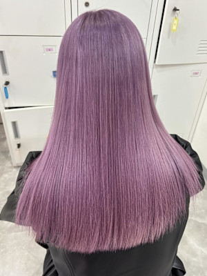 ハッシュカット/顔周りカット/ダークブラウン/コーラルピンク