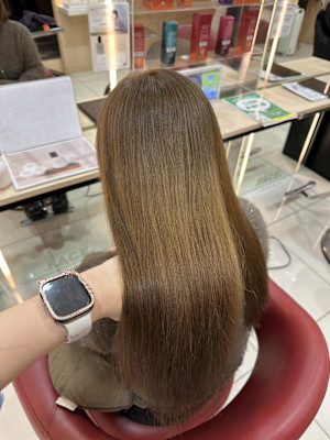 透明感カラー/ブリーチなしWカラー/髪質改善/伊勢原