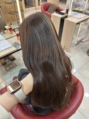 透明感カラー/ブリーチなしWカラー/髪質改善/伊勢原