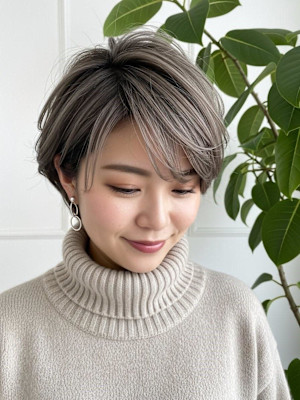 耳かけボブバタフライレイヤー/シャドールーツ/ハッシュカット