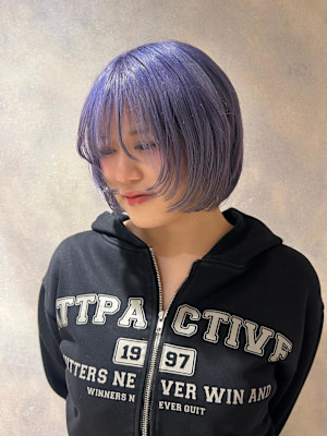 ブリーチベースでつくる透明感ラベンダーボブ